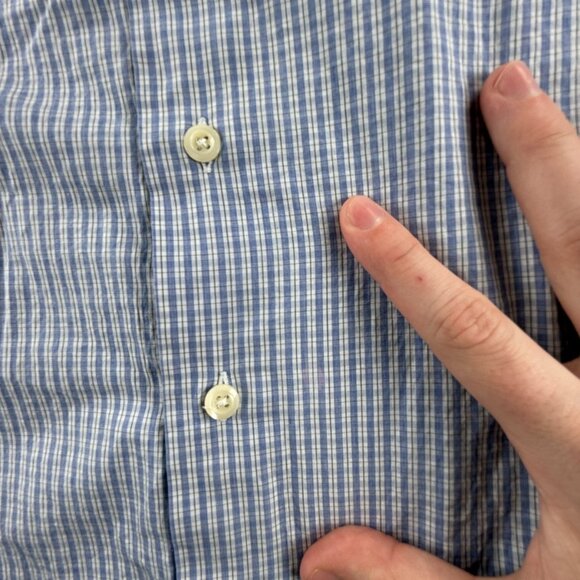 Gitman Bros USA XL Cotton Check Blue American Button Up Long Sleeve Shirt Men - Picture 11 of 16